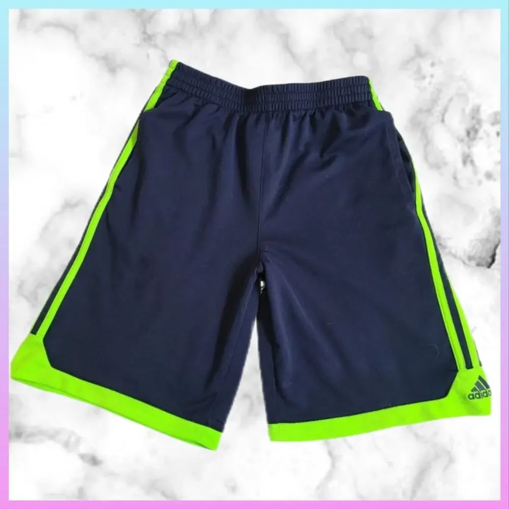 Adidas Navy Blue And‎ Green Athletic Shorts Boys Size XL